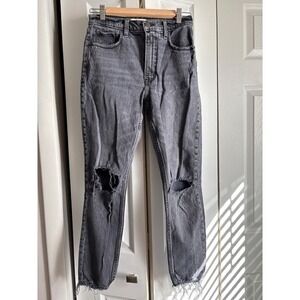 Abercrombie & Fitch High-Rise Distressed Skinny Jeans Size 27 (US 4) Gray Wash